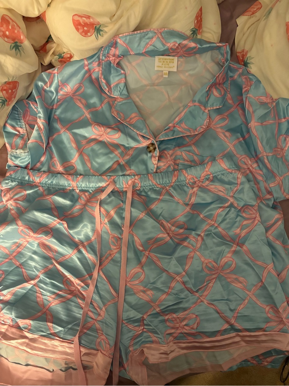Simply Southern Blue Top with Pink Ribbon Print